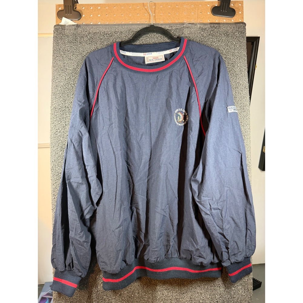 Slazenger Windshirt Mens Large Blue 1995 US Open Shinnecock Hills Golf Pullover